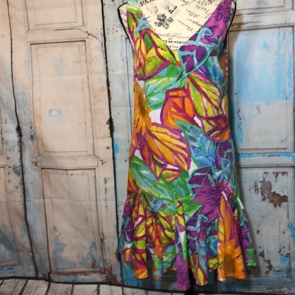 Lauren Ralph Lauren Tropical Drop Waist Dress LRL Size 2 Cruise Vacation Summer